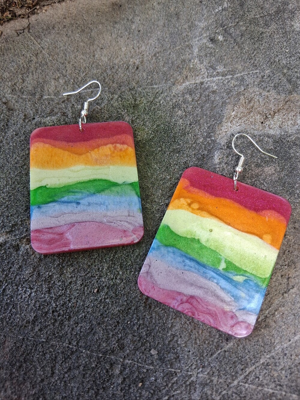 Handmade Rainbow Gradient Statement Earrings